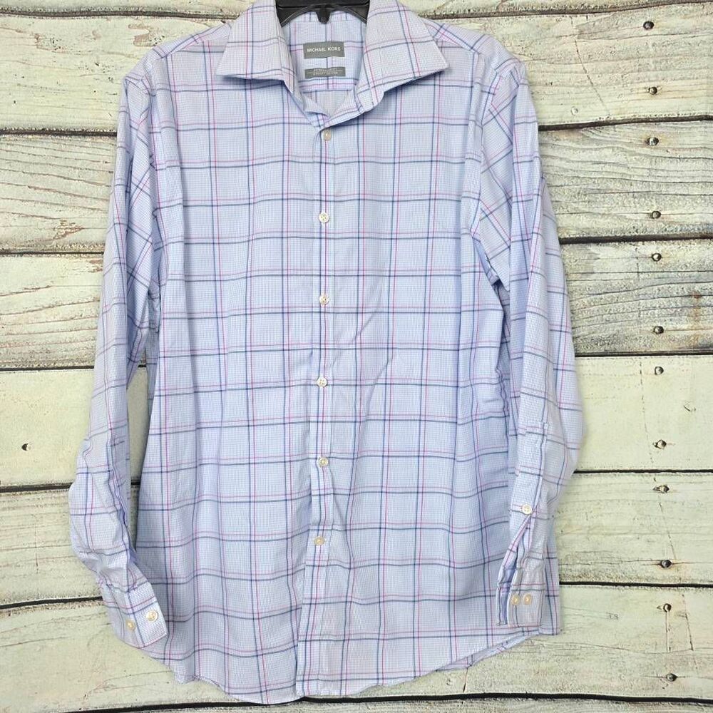 Michael Kors Regular Fit Plaid Button Up Shirt Men’s 15 33/34